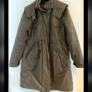 french connection parka heavy long green winter heavy jacket size 6